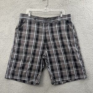 Y2K Billabong Plaid Shorts 10" Chino Surf Skater Grunge 90s Black Gray Men's 38